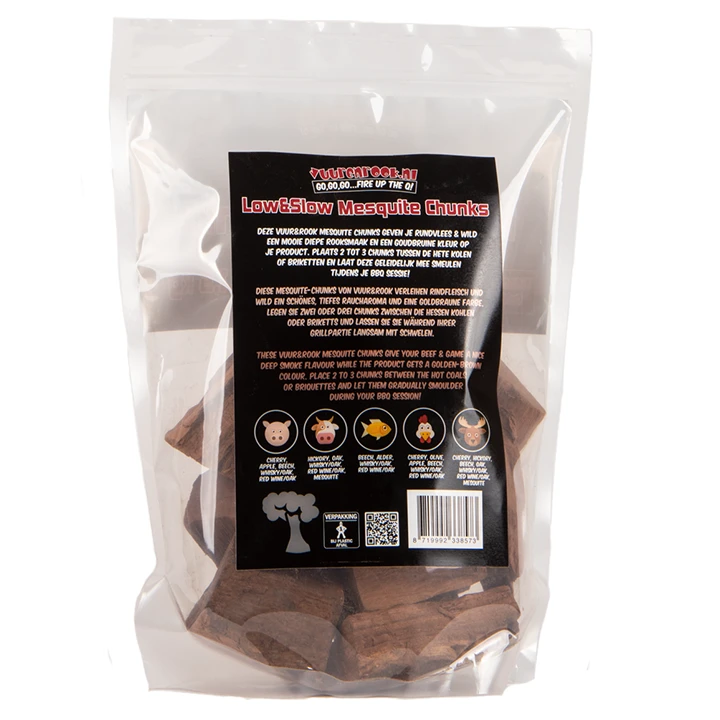 Vuur&Rook Low&Slow Mesquite Chunks 1,5 Kg 2 Vuur&Rook Low&Slow Mesquite Chunks 1,5 Kg - Afbeelding 2