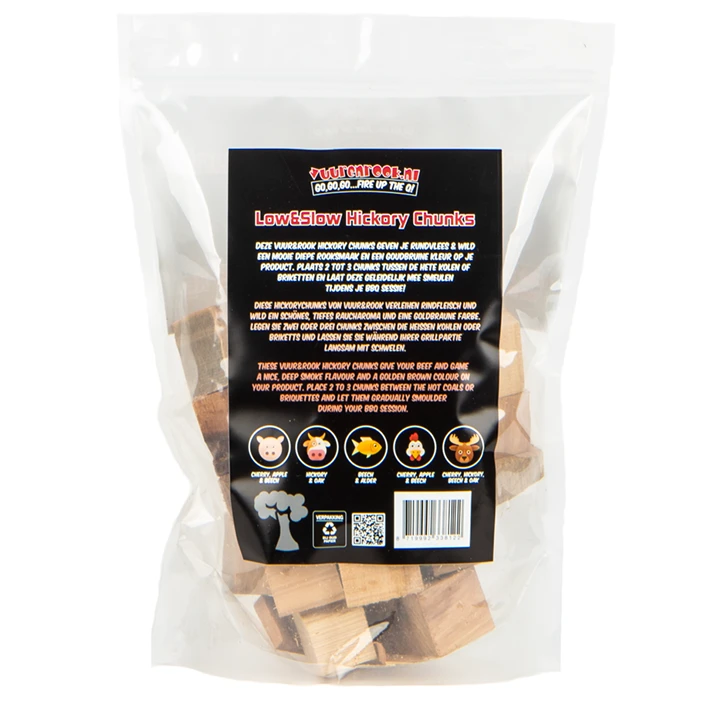Vuur&Rook Low&Slow Hickory Chunks 1,5 Kg 2 Vuur&Rook Low&Slow Hickory Chunks 1,5 Kg - Afbeelding 2